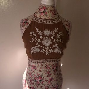 Cropped Backless Brown Top